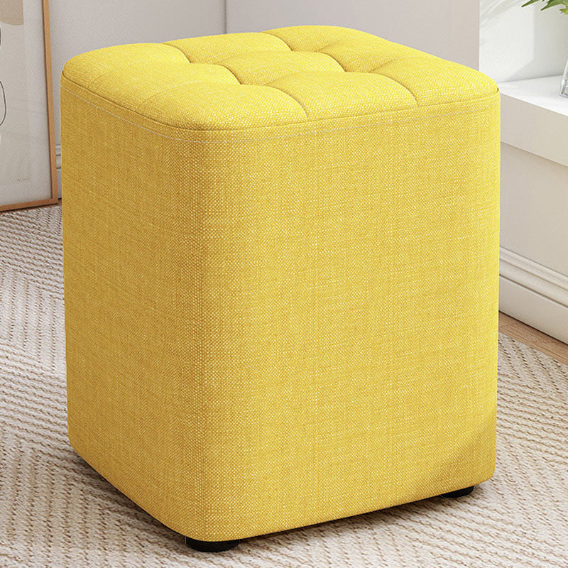 Solid Color Fabric Standard Stool Modern Simple Square Upholstered Stool 11"L x 11"W x 14"H Yellow 1 Piece Clearhalo 'furn' 'furn_ottomans_poufs' 'Furniture' 'Living Room Furniture' 'Ottomans & Poufs' 'ottomans_poufs' 6922337