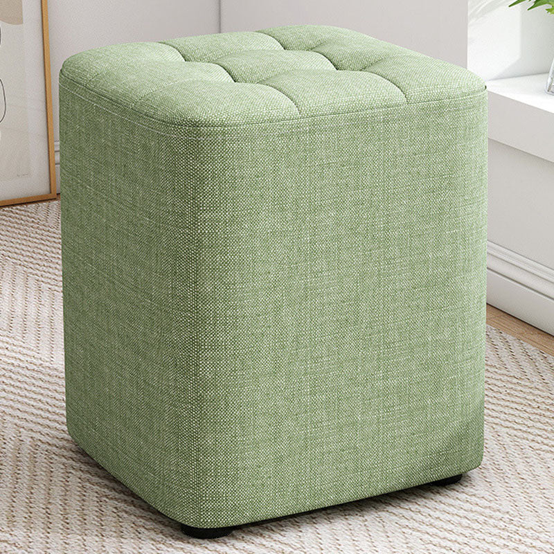 Solid Color Fabric Standard Stool Modern Simple Square Upholstered Stool 11"L x 11"W x 14"H Green 1 Piece Clearhalo 'furn' 'furn_ottomans_poufs' 'Furniture' 'Living Room Furniture' 'Ottomans & Poufs' 'ottomans_poufs' 6922346