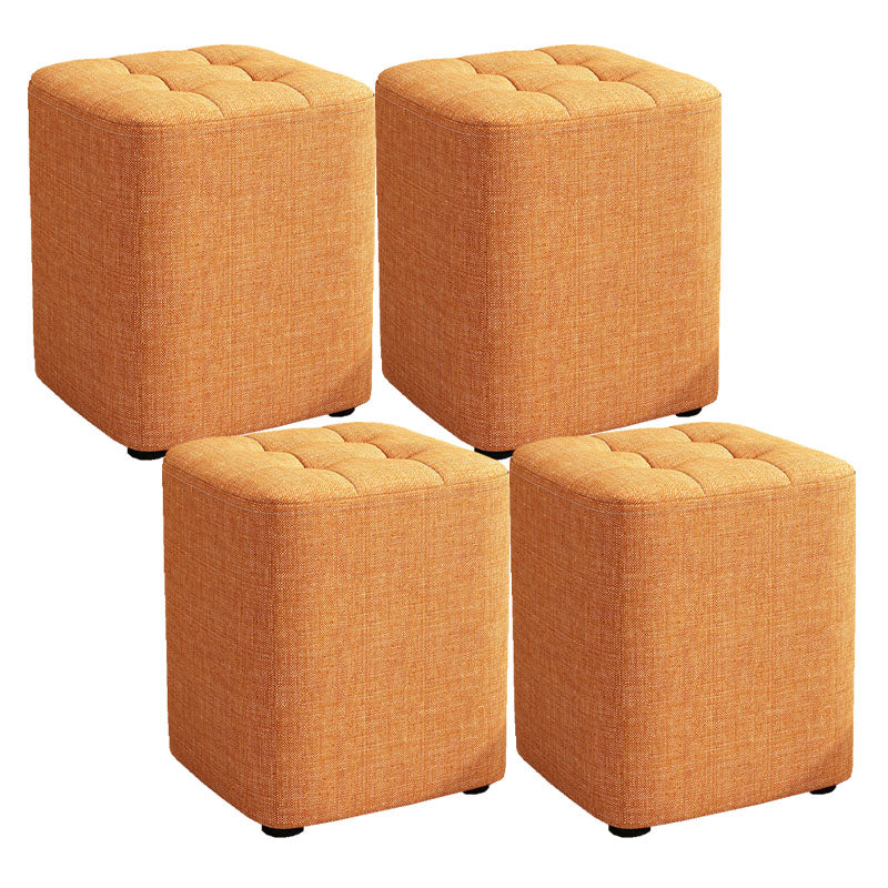Solid Color Fabric Standard Stool Modern Simple Square Upholstered Stool 11"L x 11"W x 14"H Orange 4 Piece Set Clearhalo 'furn' 'furn_ottomans_poufs' 'Furniture' 'Living Room Furniture' 'Ottomans & Poufs' 'ottomans_poufs' 6922354