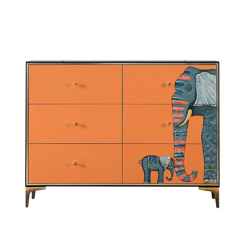 Horizontal Glam Double Chest Soft-Close Drawers Storage Chest 47"L x 14"W x 35"H White Orange Clearhalo 'Bedroom Furniture' 'Dressers & Chests' 'dressers_chests' 'furn' 'furn_dressers_chests' 'Furniture' 6922363