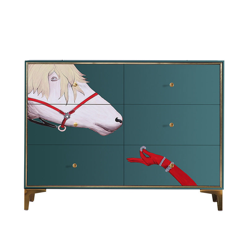 Horizontal Glam Double Chest Soft-Close Drawers Storage Chest 47"L x 14"W x 35"H Green Clearhalo 'Bedroom Furniture' 'Dressers & Chests' 'dressers_chests' 'furn' 'furn_dressers_chests' 'Furniture' 6922365