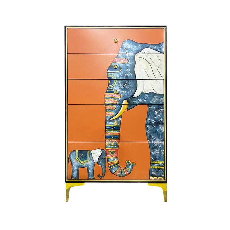 Horizontal Glam Double Chest Soft-Close Drawers Storage Chest 27"L x 14"W x 46"H Orange Clearhalo 'Bedroom Furniture' 'Dressers & Chests' 'dressers_chests' 'furn' 'furn_dressers_chests' 'Furniture' 6922367