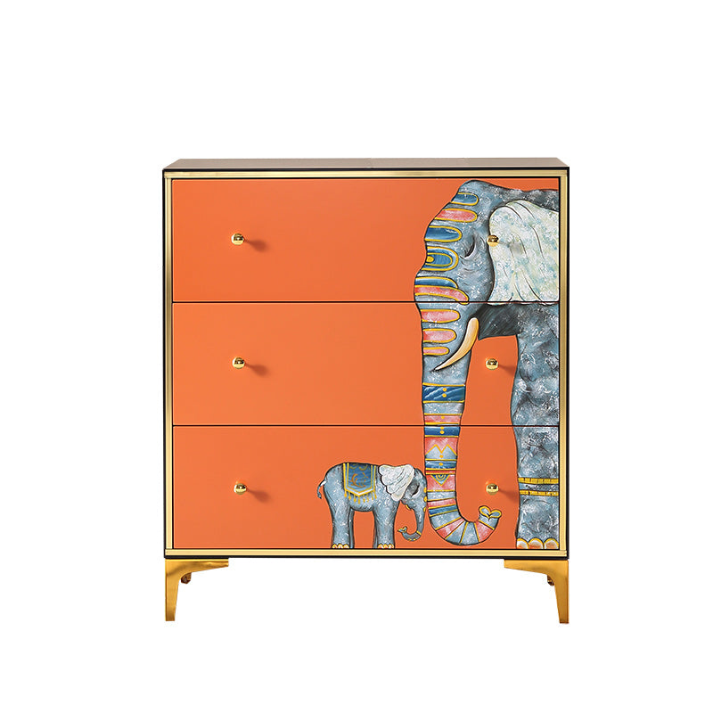 Horizontal Glam Double Chest Soft-Close Drawers Storage Chest 39"L x 14"W x 35"H Orange Clearhalo 'Bedroom Furniture' 'Dressers & Chests' 'dressers_chests' 'furn' 'furn_dressers_chests' 'Furniture' 6922369