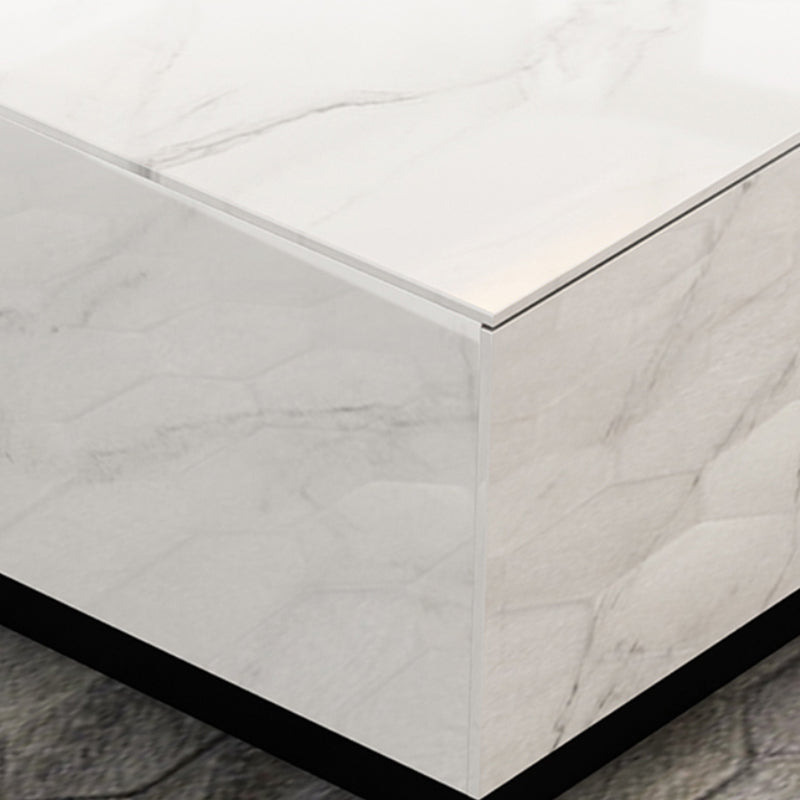 White Stone TV Console Contemporary 4 Drawers Cabinet Media Console Clearhalo 'furn' 'furn_tv_stands_entertainment_centers' 'Furniture' 'Living Room Furniture' 'TV Stands & Entertainment Centers' 'TV Stands & Media Storage Furniture' 'tv_stands_entertainment_centers' 6929039