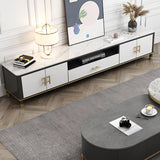 Stone Media Console Contemporary Open Storage TV Console with Doors Clearhalo 'furn' 'furn_tv_stands_entertainment_centers' 'Furniture' 'Living Room Furniture' 'TV Stands & Entertainment Centers' 'TV Stands & Media Storage Furniture' 'tv_stands_entertainment_centers' 6929067