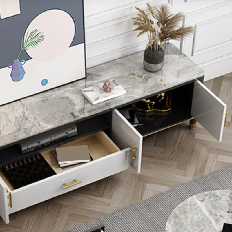 Stone Media Console Contemporary Open Storage TV Console with Doors Clearhalo 'furn' 'furn_tv_stands_entertainment_centers' 'Furniture' 'Living Room Furniture' 'TV Stands & Entertainment Centers' 'TV Stands & Media Storage Furniture' 'tv_stands_entertainment_centers' 6929068