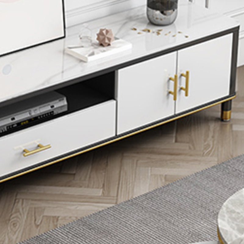 Stone Media Console Contemporary Open Storage TV Console with Doors Clearhalo 'furn' 'furn_tv_stands_entertainment_centers' 'Furniture' 'Living Room Furniture' 'TV Stands & Entertainment Centers' 'TV Stands & Media Storage Furniture' 'tv_stands_entertainment_centers' 6929071