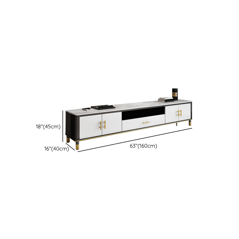 Stone Media Console Contemporary Open Storage TV Console with Doors Clearhalo 'furn' 'furn_tv_stands_entertainment_centers' 'Furniture' 'Living Room Furniture' 'TV Stands & Entertainment Centers' 'TV Stands & Media Storage Furniture' 'tv_stands_entertainment_centers' 6929072