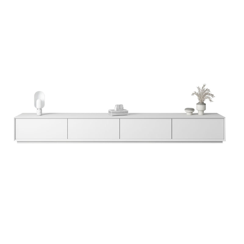 Faux Wood TV Console White Contemporary Cable Management Media Console Clearhalo 'furn' 'furn_tv_stands_entertainment_centers' 'Furniture' 'Living Room Furniture' 'TV Stands & Entertainment Centers' 'TV Stands & Media Storage Furniture' 'tv_stands_entertainment_centers' 6929079
