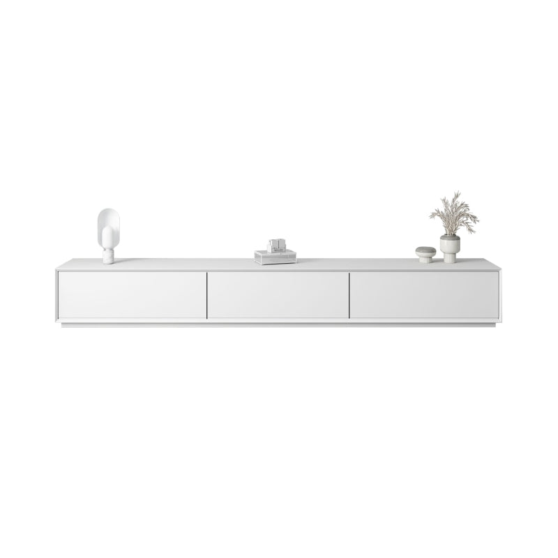 Faux Wood TV Console White Contemporary Cable Management Media Console 79"L x 16"W x 14"H Clearhalo 'furn' 'furn_tv_stands_entertainment_centers' 'Furniture' 'Living Room Furniture' 'TV Stands & Entertainment Centers' 'TV Stands & Media Storage Furniture' 'tv_stands_entertainment_centers' 6929083