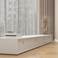 Faux Wood TV Console White Contemporary Cable Management Media Console Clearhalo 'furn' 'furn_tv_stands_entertainment_centers' 'Furniture' 'Living Room Furniture' 'TV Stands & Entertainment Centers' 'TV Stands & Media Storage Furniture' 'tv_stands_entertainment_centers' 6929084