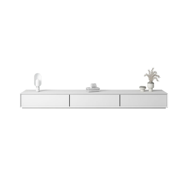Faux Wood TV Console White Contemporary Cable Management Media Console 79"L x 16"W x 10"H Clearhalo 'furn' 'furn_tv_stands_entertainment_centers' 'Furniture' 'Living Room Furniture' 'TV Stands & Entertainment Centers' 'TV Stands & Media Storage Furniture' 'tv_stands_entertainment_centers' 6929085