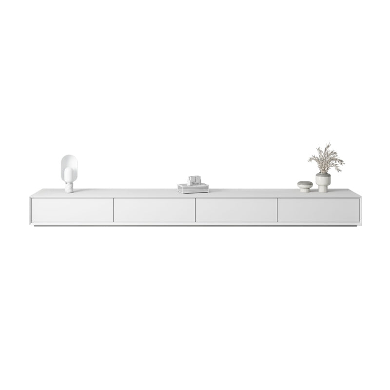 Faux Wood TV Console White Contemporary Cable Management Media Console 87"L x 16"W x 10"H Clearhalo 'furn' 'furn_tv_stands_entertainment_centers' 'Furniture' 'Living Room Furniture' 'TV Stands & Entertainment Centers' 'TV Stands & Media Storage Furniture' 'tv_stands_entertainment_centers' 6929087