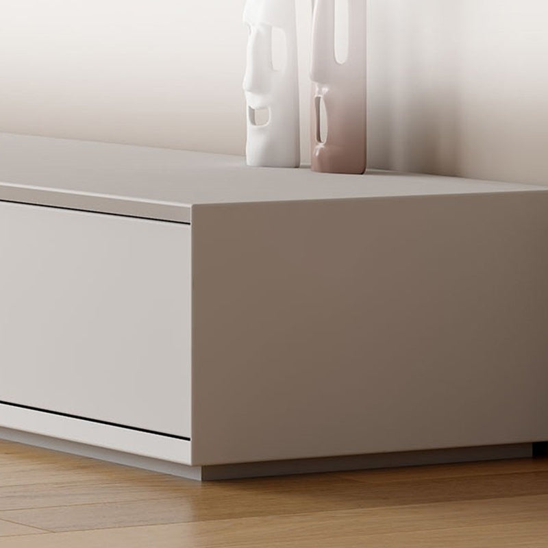Faux Wood TV Console White Contemporary Cable Management Media Console Clearhalo 'furn' 'furn_tv_stands_entertainment_centers' 'Furniture' 'Living Room Furniture' 'TV Stands & Entertainment Centers' 'TV Stands & Media Storage Furniture' 'tv_stands_entertainment_centers' 6929089