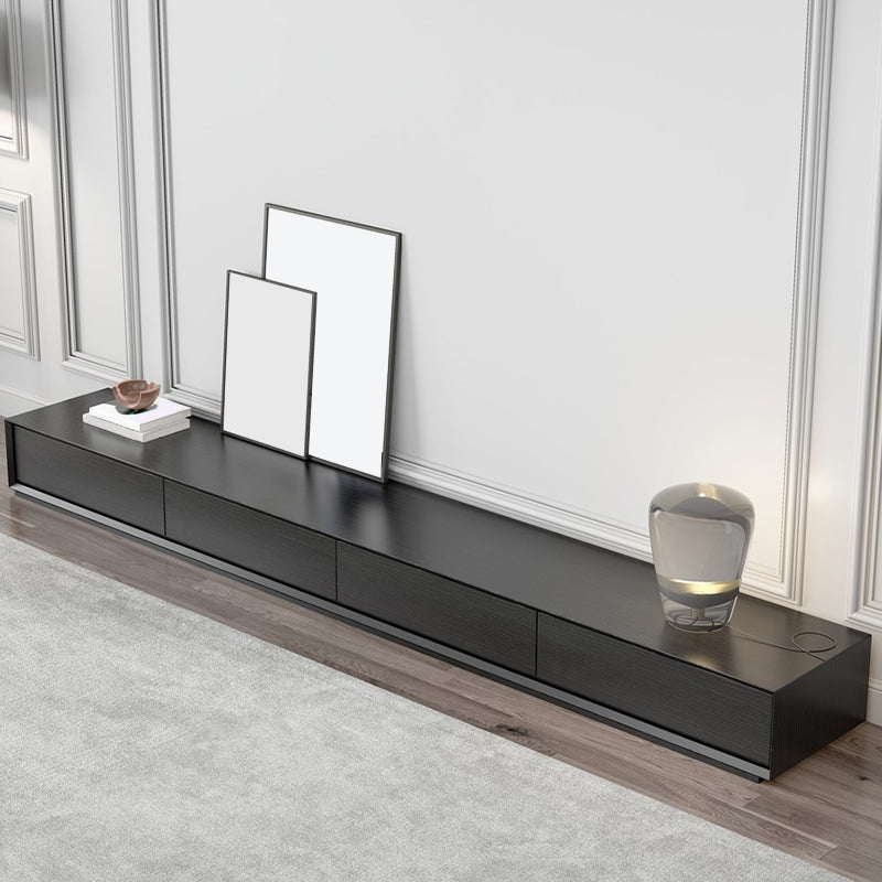 Faux Wood Media Console Modern Black Cable Management TV Console Clearhalo 'furn' 'furn_tv_stands_entertainment_centers' 'Furniture' 'Living Room Furniture' 'TV Stands & Entertainment Centers' 'TV Stands & Media Storage Furniture' 'tv_stands_entertainment_centers' 6929101