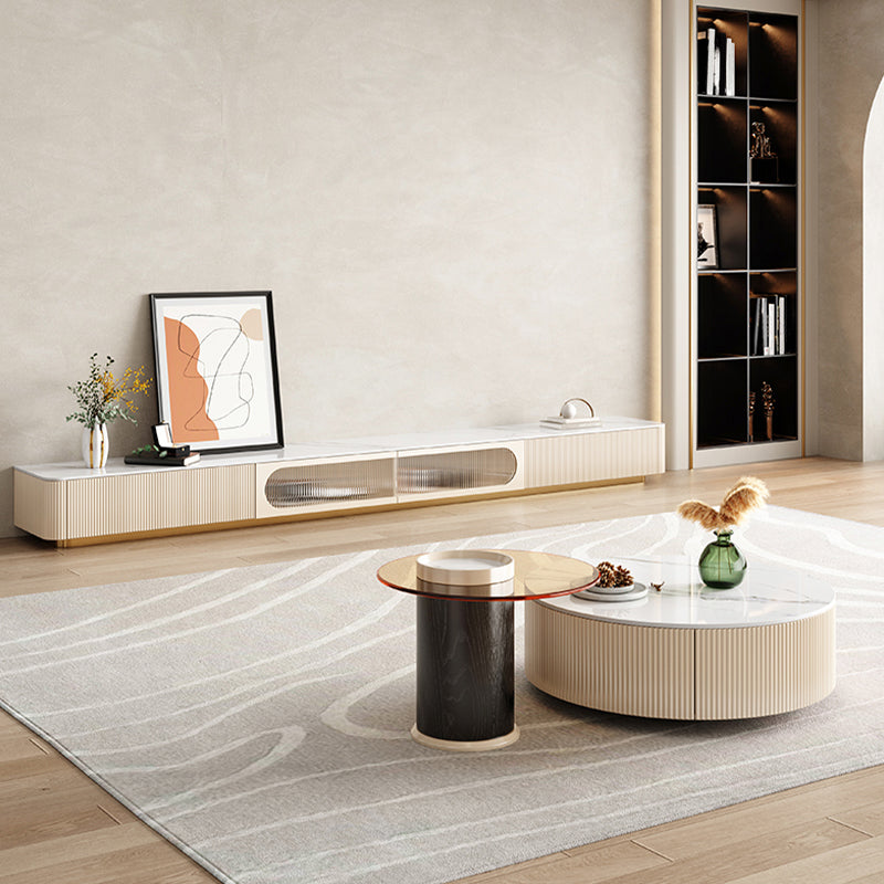 Console TV multimediale in pietra Console TV contemporanea con cassetti