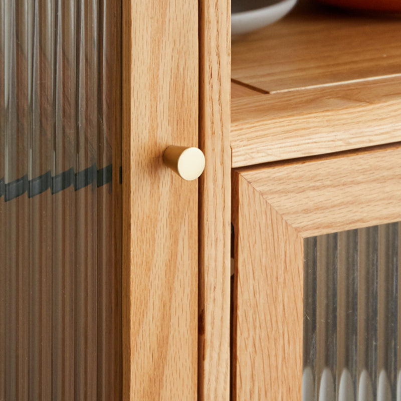 Pine Display Stand Contemporary Glass Doors China Cabinet with Drawers