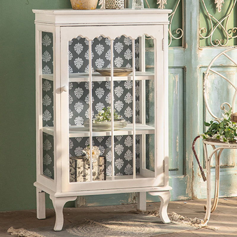 Traditional Curio Cabinet Solid Wood Glass Doors Display Stand 26"L x 16"W x 45"H White Clearhalo 'Display & China Cabinets' 'display_china_cabinets' 'furn' 'furn_display_china_cabinets' 'Furniture' 'Kitchen & Dining Furniture' 6929178
