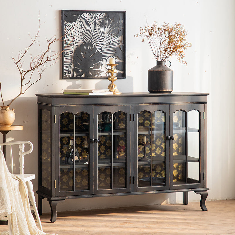 Traditional Curio Cabinet Solid Wood Glass Doors Display Stand Clearhalo 'Display & China Cabinets' 'display_china_cabinets' 'furn' 'furn_display_china_cabinets' 'Furniture' 'Kitchen & Dining Furniture' 6929180