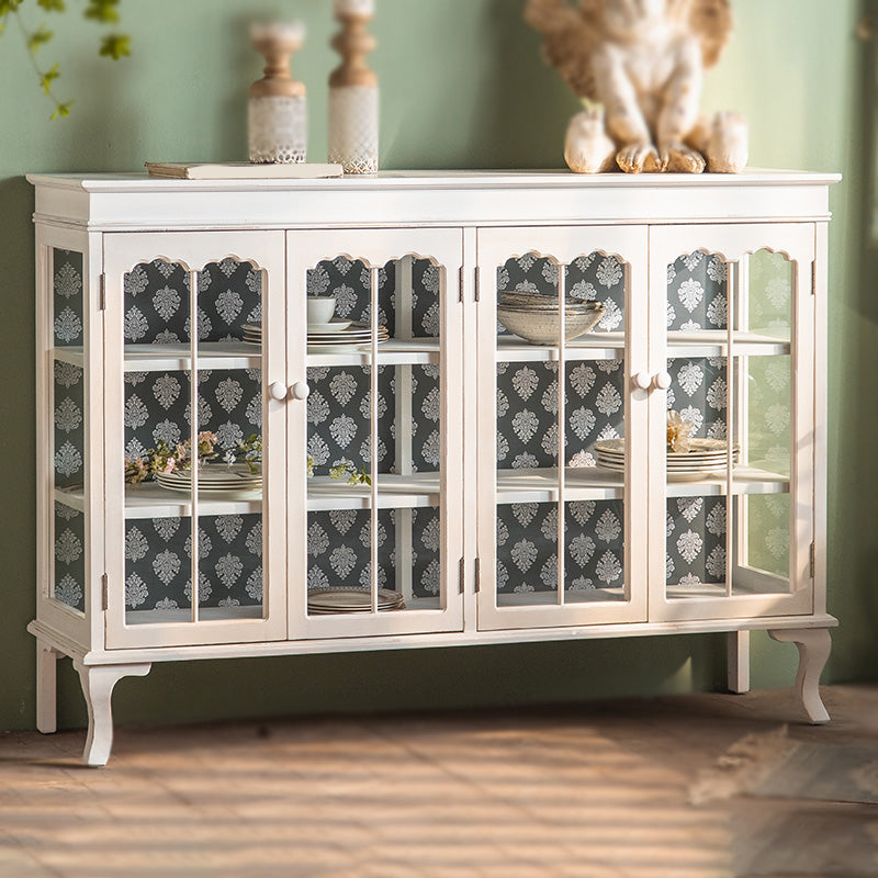 Traditional Curio Cabinet Solid Wood Glass Doors Display Stand 56"L x 16"W x 40"H White Clearhalo 'Display & China Cabinets' 'display_china_cabinets' 'furn' 'furn_display_china_cabinets' 'Furniture' 'Kitchen & Dining Furniture' 6929182
