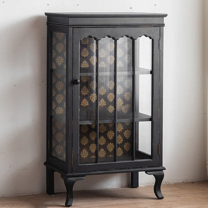 Traditional Curio Cabinet Solid Wood Glass Doors Display Stand 26"L x 16"W x 45"H Black Clearhalo 'Display & China Cabinets' 'display_china_cabinets' 'furn' 'furn_display_china_cabinets' 'Furniture' 'Kitchen & Dining Furniture' 6929183