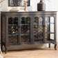 Traditional Curio Cabinet Solid Wood Glass Doors Display Stand 56"L x 16"W x 40"H Black Clearhalo 'Display & China Cabinets' 'display_china_cabinets' 'furn' 'furn_display_china_cabinets' 'Furniture' 'Kitchen & Dining Furniture' 6929186