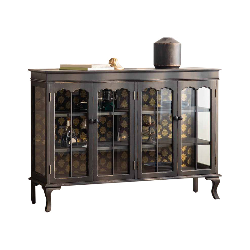 Traditional Curio Cabinet Solid Wood Glass Doors Display Stand Clearhalo 'Display & China Cabinets' 'display_china_cabinets' 'furn' 'furn_display_china_cabinets' 'Furniture' 'Kitchen & Dining Furniture' 6929192