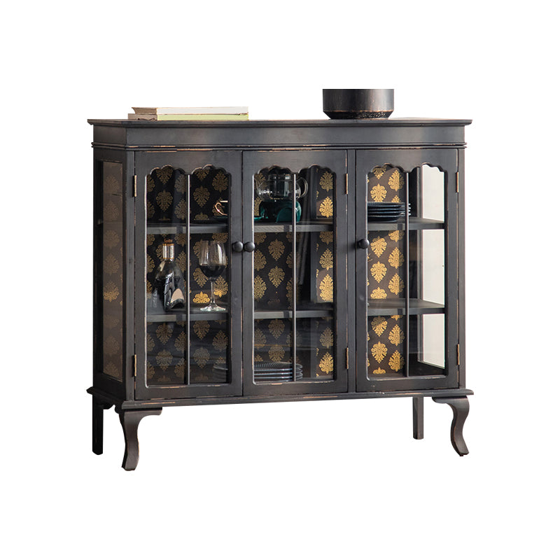 Traditional Curio Cabinet Solid Wood Glass Doors Display Stand Clearhalo 'Display & China Cabinets' 'display_china_cabinets' 'furn' 'furn_display_china_cabinets' 'Furniture' 'Kitchen & Dining Furniture' 6929193