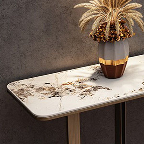 Stone Rectangle Console Tabla 1 Estante 33.46 "Mesa de altura de altura para Hall