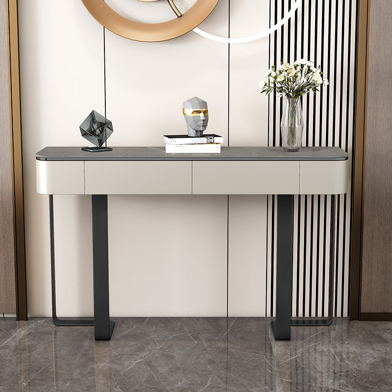 2 cassetti Tavolo della console Tavolo di accento di pietra moderna per Hall, 33,46 "di altezza