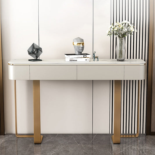 Mesa de consola de 2 cajones Mesa de acento de piedra moderna para Hall, 33.46 "de alto