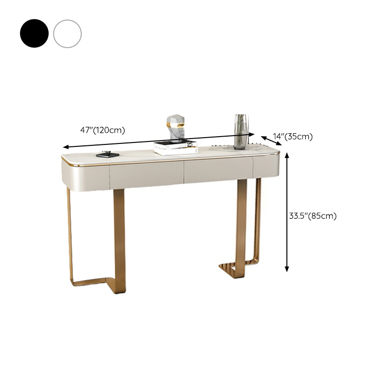 2 cassetti Tavolo della console Tavolo di accento di pietra moderna per Hall, 33,46 "di altezza