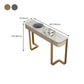 Glam Stone Half Moon Console Tabla 13.78 "Mesa de acento de 1 estante de ancho