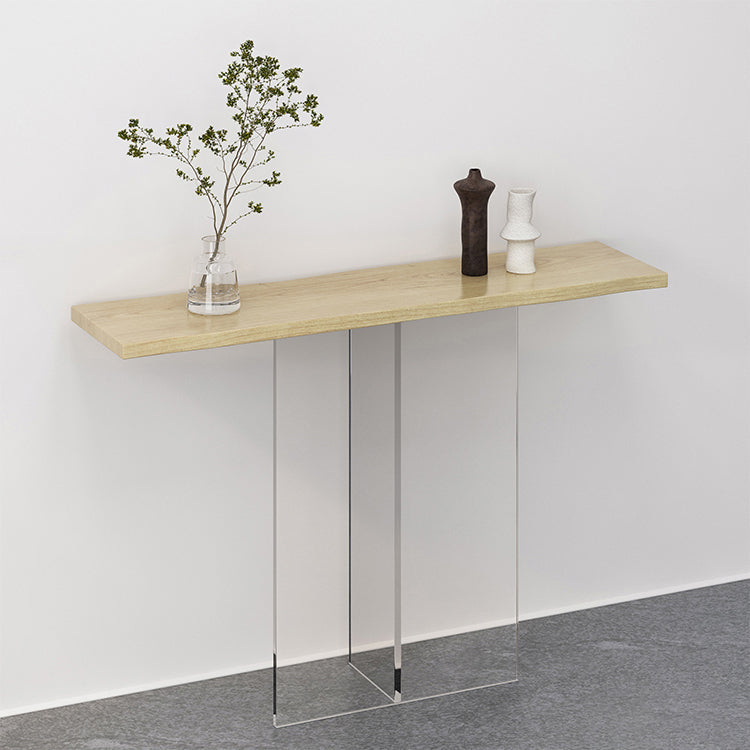 Solid Wood Rectangle Accent Table 31.5-inch Tall End Table with Acrylic Leg Clearhalo 'Console Tables' 'console_tables' 'Entry & Mudroom Furniture' 'furn' 'furn_console_tables' 'Furniture' 6929338