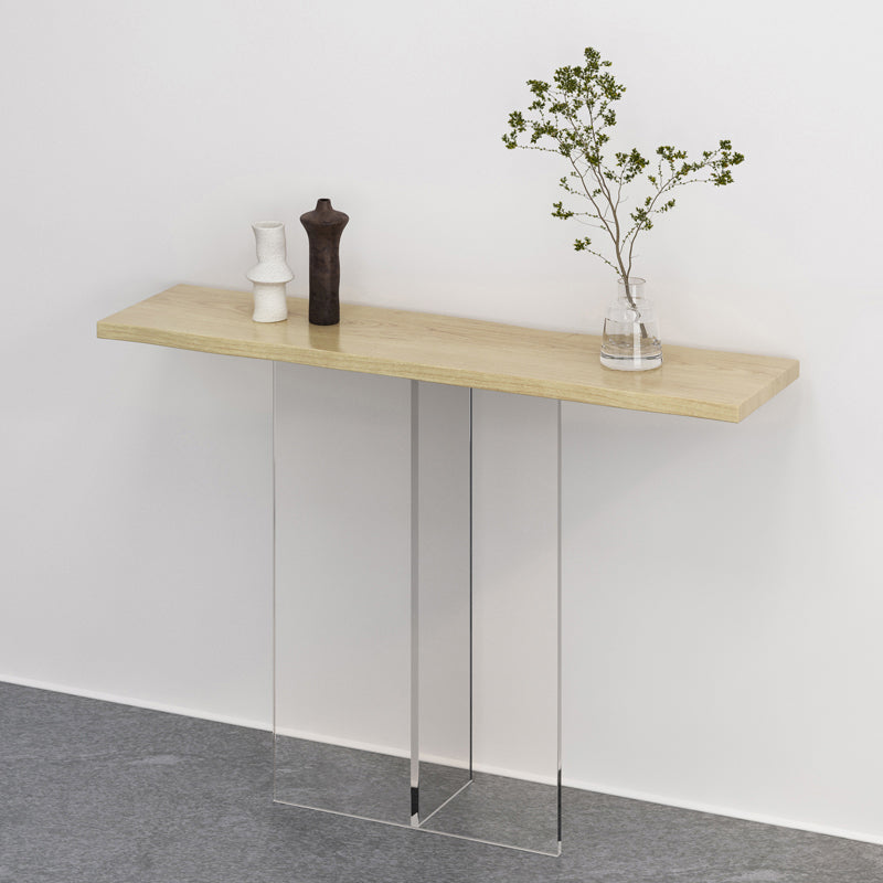 Solid Wood Rectangle Accent Table 31.5-inch Tall End Table with Acrylic Leg Clearhalo 'Console Tables' 'console_tables' 'Entry & Mudroom Furniture' 'furn' 'furn_console_tables' 'Furniture' 6929341