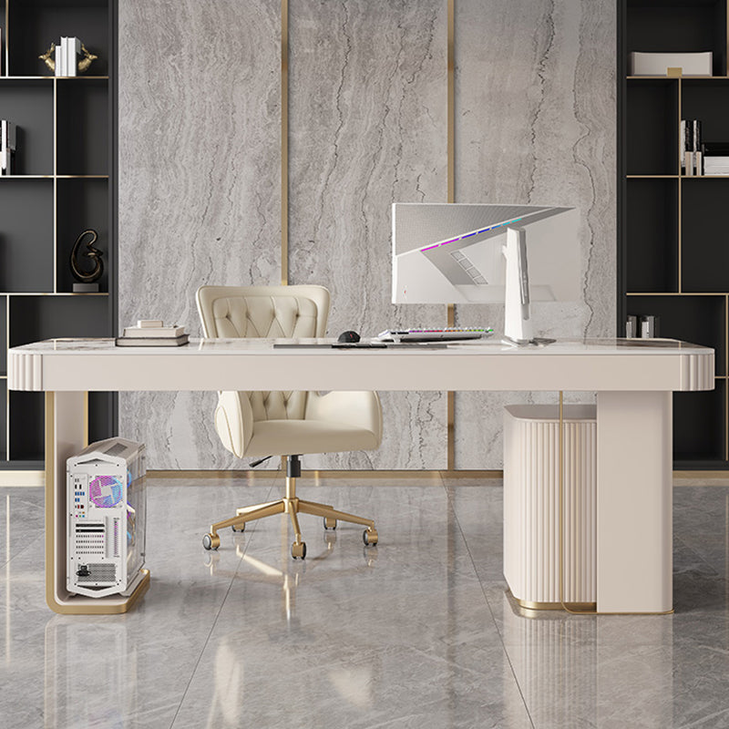 6 cassetti di scrittura di scrittura task desk a forma di rettangolare in bianco per l'ufficio