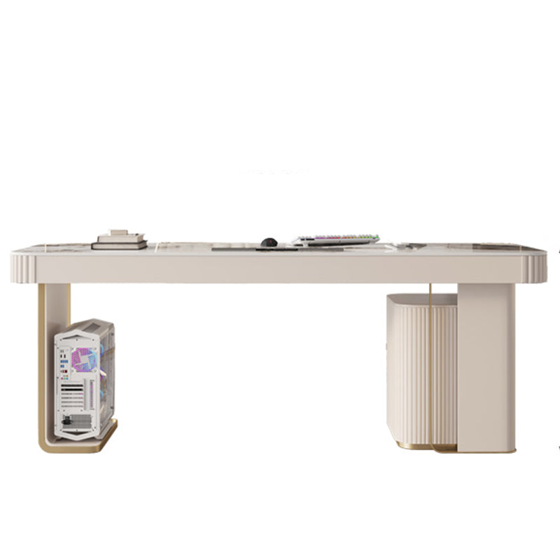 6 cassetti di scrittura di scrittura task desk a forma di rettangolare in bianco per l'ufficio