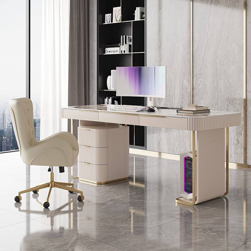 6 cassetti di scrittura di scrittura task desk a forma di rettangolare in bianco per l'ufficio