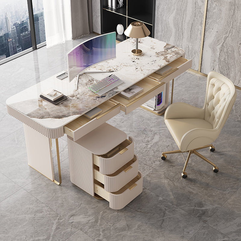 6 cassetti di scrittura di scrittura task desk a forma di rettangolare in bianco per l'ufficio