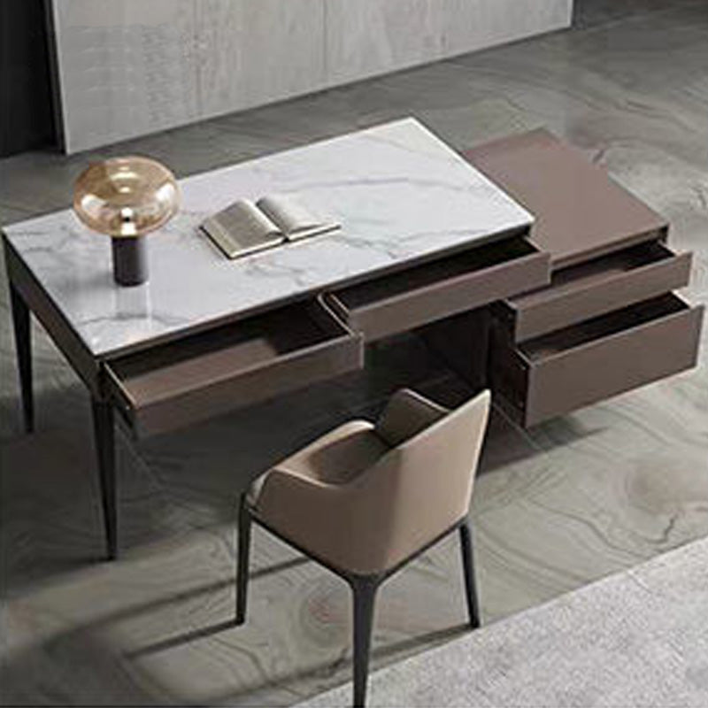 2 Drawers Writing Desk Rectangular Shaped Task Desk in Brown for Office Clearhalo 'furn' 'furn_office_desk' 'Furniture' 'Office Desks' 'Office Furniture' 'office_desk' 6929606