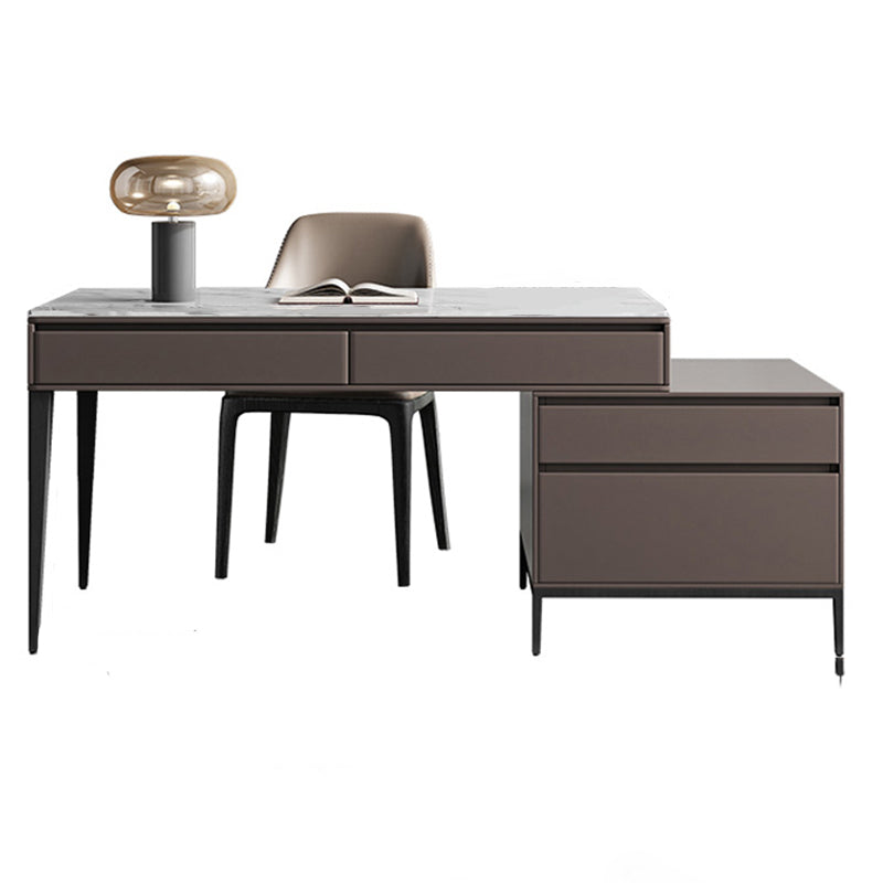 2 Drawers Writing Desk Rectangular Shaped Task Desk in Brown for Office Clearhalo 'furn' 'furn_office_desk' 'Furniture' 'Office Desks' 'Office Furniture' 'office_desk' 6929608
