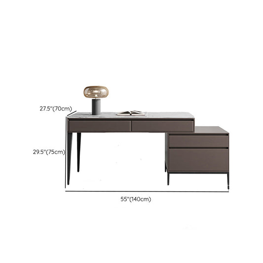 2 Drawers Writing Desk Rectangular Shaped Task Desk in Brown for Office Clearhalo 'furn' 'furn_office_desk' 'Furniture' 'Office Desks' 'Office Furniture' 'office_desk' 6929613