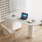 Modern Style Stone Office Desk Irregular Shape Task Desk with Legs for Home
