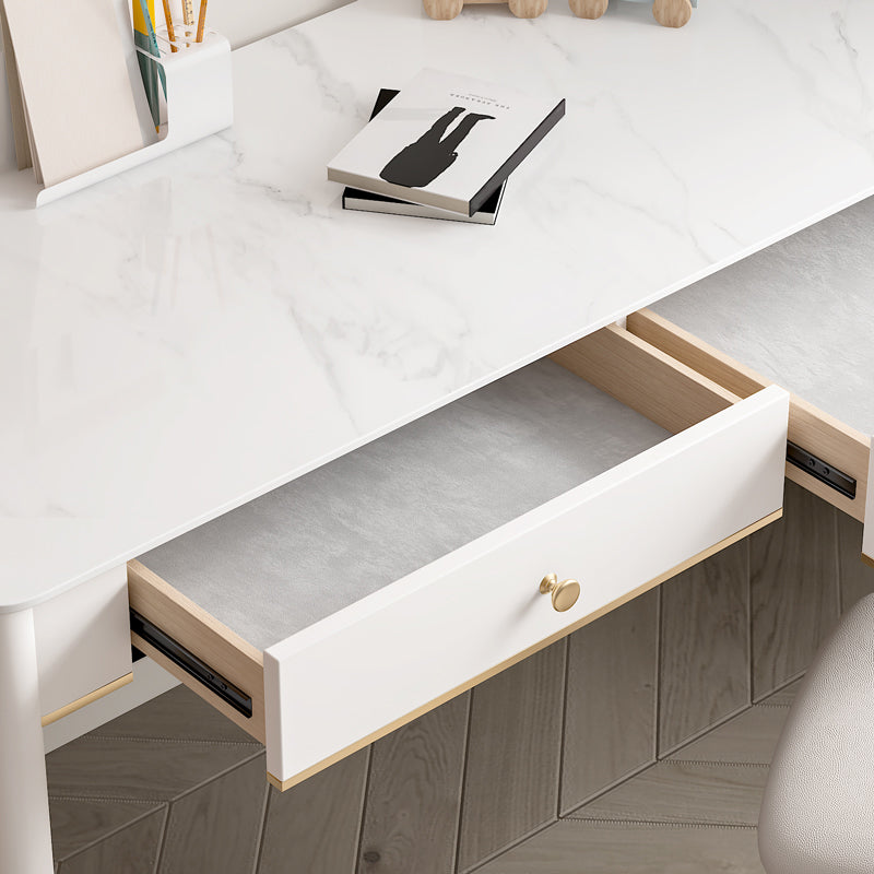 Tavolo da lavoro a casa di forma rettangolare scrivania in pietra in bianco