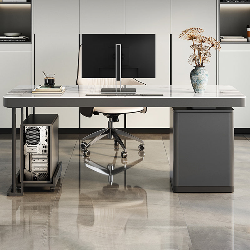 Tavolo da lavoro a forma di rettangolare scrivania in pietra in grigio per ufficio