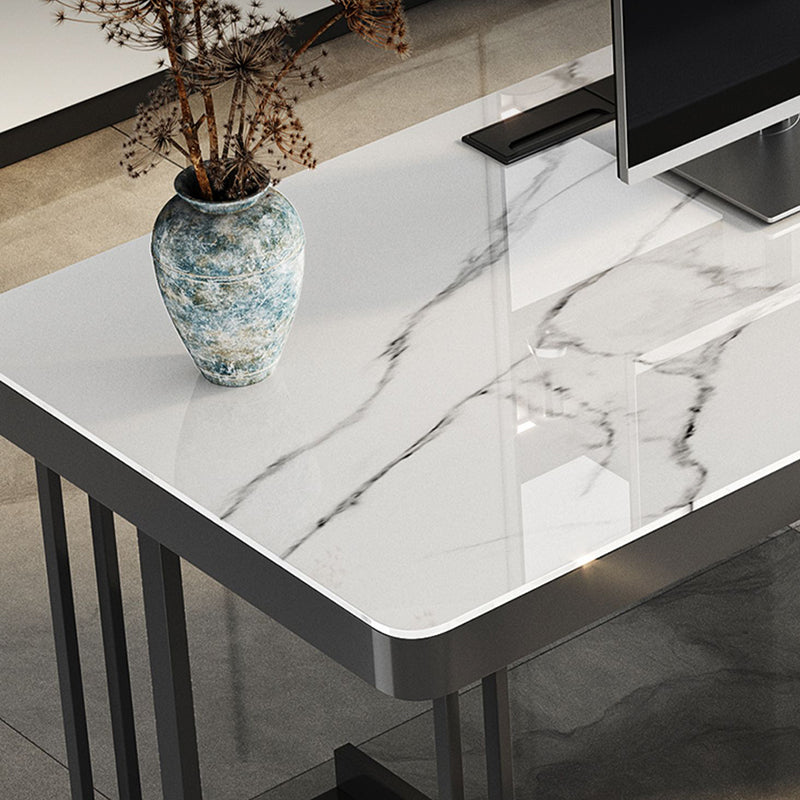 Rectangular Shaped Working Table Stone Writing Desk in Grey for Office ...