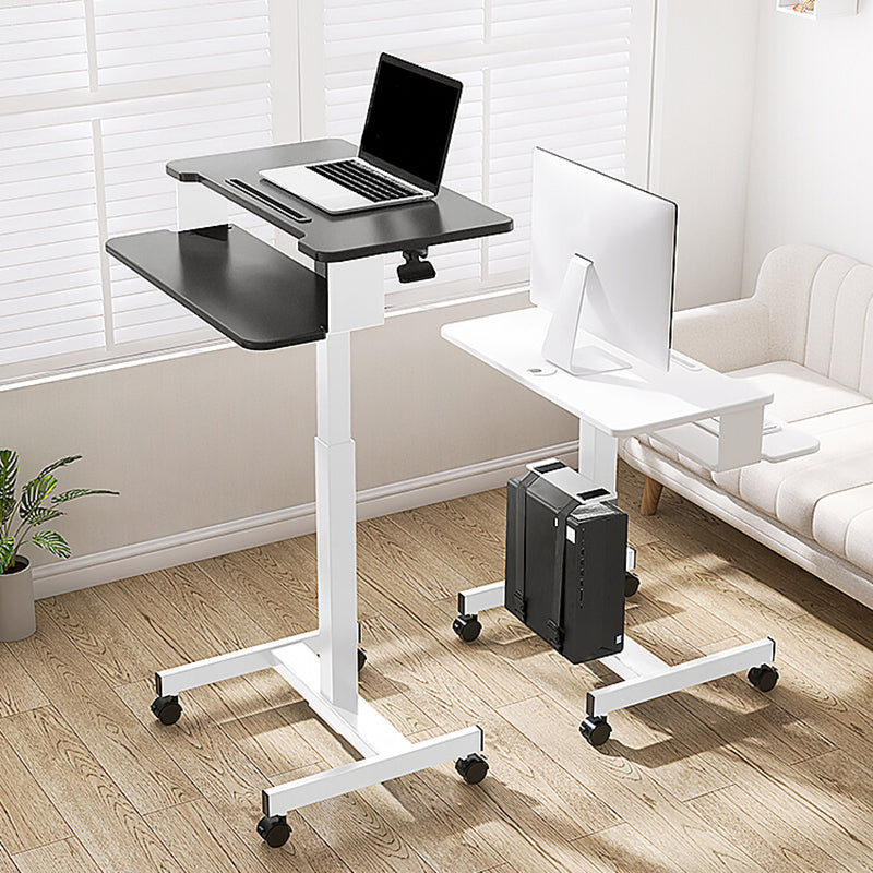 Rectangular Shaped Ambulatory Laptop Table Wood Writing Desk in Black/White Clearhalo 'furn' 'furn_office_desk' 'Furniture' 'Office Desks' 'Office Furniture' 'office_desk' 6929698