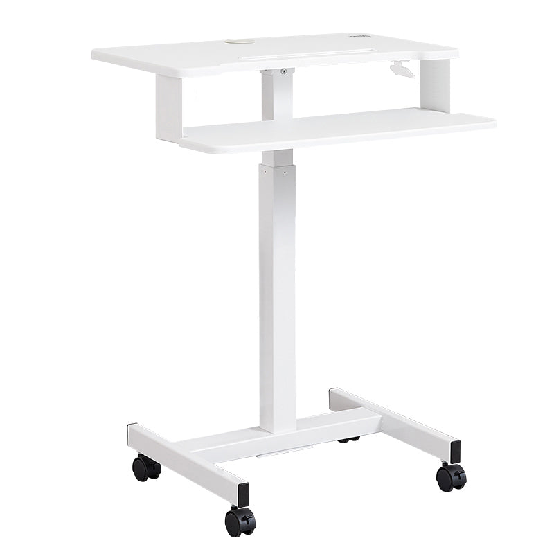 Rectangular Shaped Ambulatory Laptop Table Wood Writing Desk in Black/White White No CPU Storage Clearhalo 'furn' 'furn_office_desk' 'Furniture' 'Office Desks' 'Office Furniture' 'office_desk' 6929700