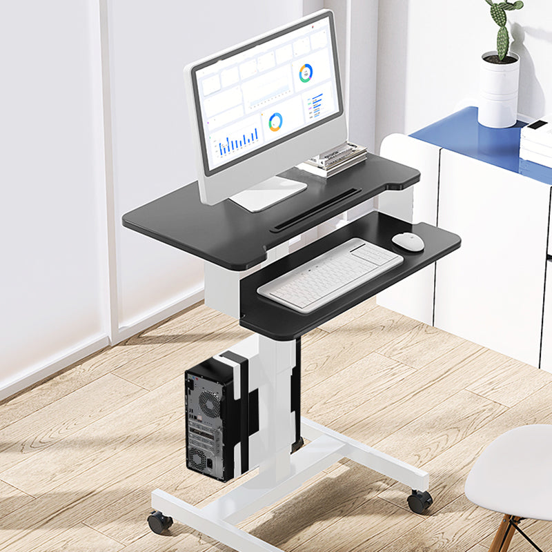 Rectangular Shaped Ambulatory Laptop Table Wood Writing Desk in Black/White Clearhalo 'furn' 'furn_office_desk' 'Furniture' 'Office Desks' 'Office Furniture' 'office_desk' 6929701