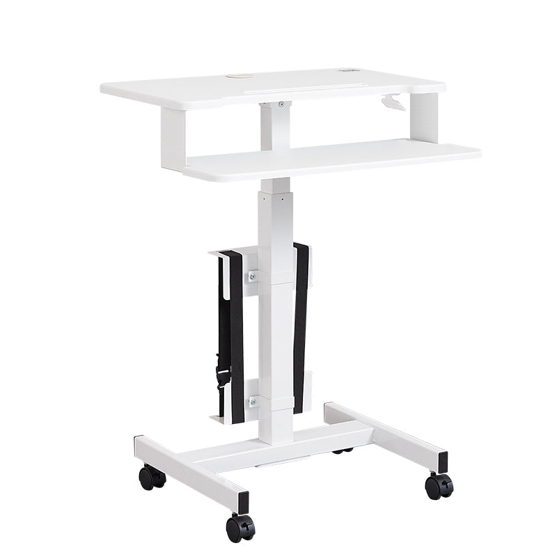 Rectangular Shaped Ambulatory Laptop Table Wood Writing Desk in Black/White White with CPU Storage Clearhalo 'furn' 'furn_office_desk' 'Furniture' 'Office Desks' 'Office Furniture' 'office_desk' 6929704